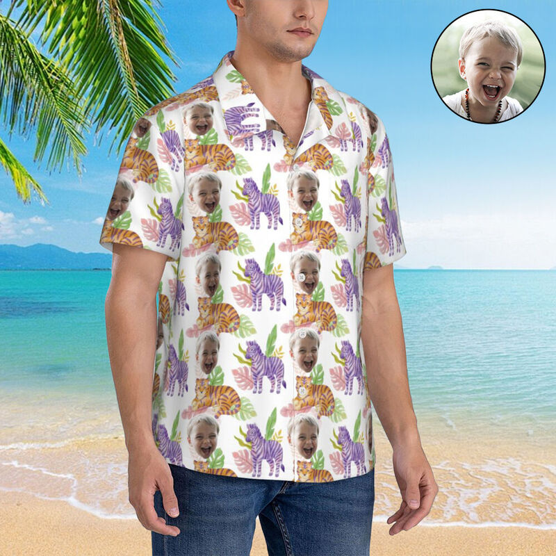 Camicia hawaiana personalizzata con stampa sul viso in stile tropicale