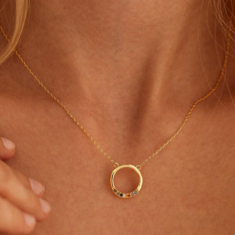 Personalized Ring Birthstone Necklace Wonderful Gift For Grandma