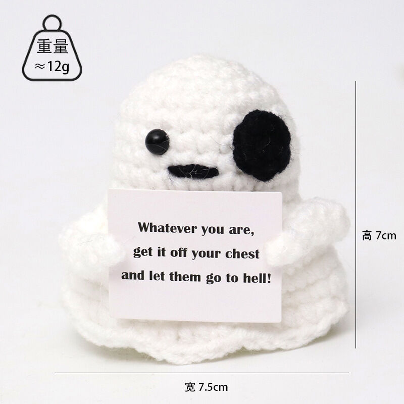 Handmade Crochet Ghost Positive Doll Funny Gift for Family