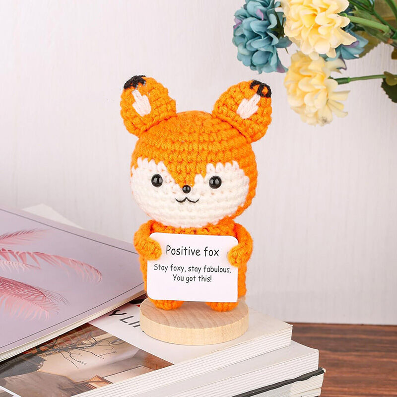 Handmade Crochet Fox Positive Doll Funny Present for Kids