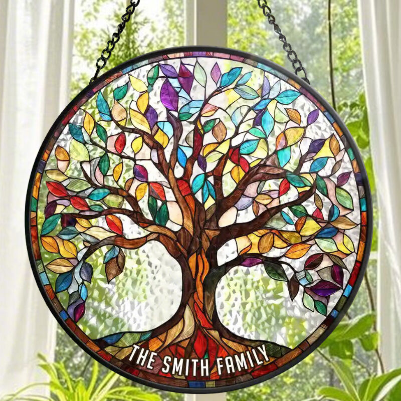 Aangepaste glas in lood raam opknoping Suncatcher Housewarming Gift voor papa
