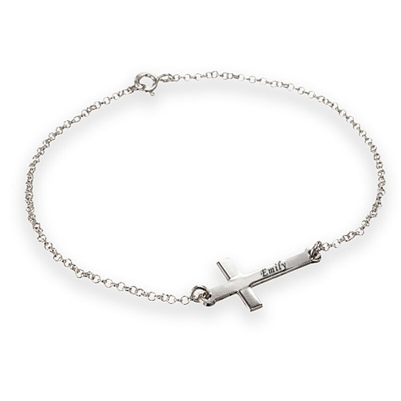 "Deep Faith" Graviertes Armband mit Kreuz
