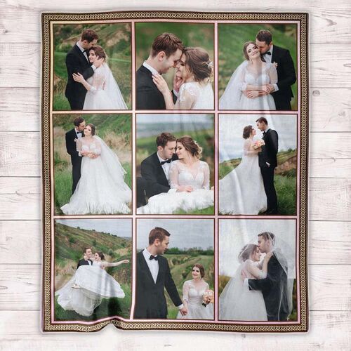 Personalisierte Decke mit 9 Fotos für ein süßes Paar