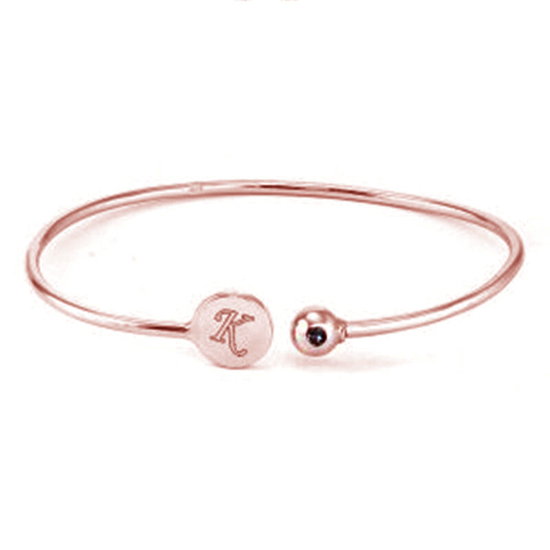 "Stand By you" Personalized Name Bangle With Birthstone