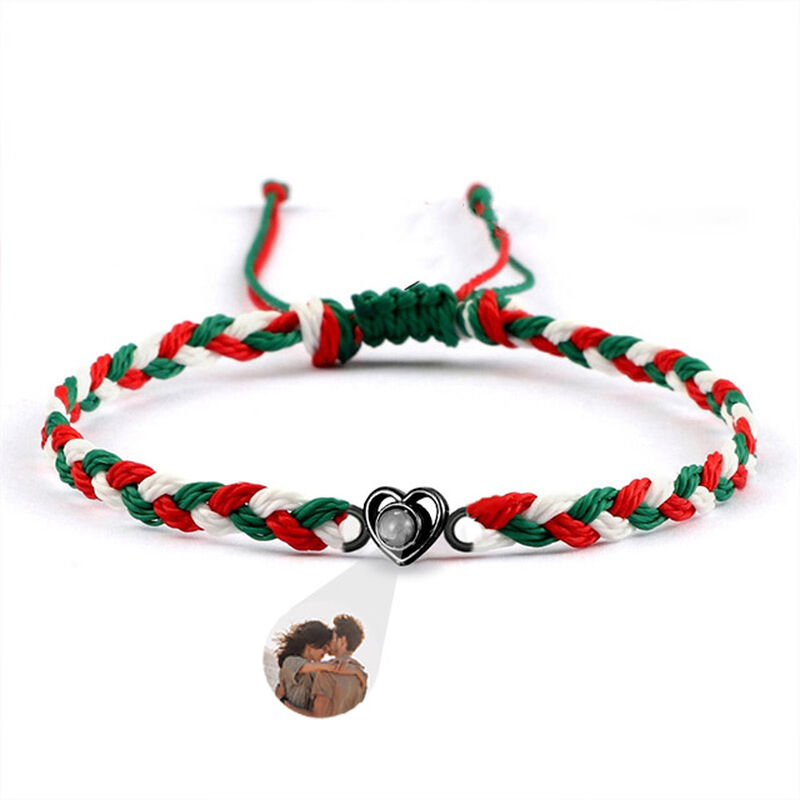 Personalized Projection Bracelet Tricolor Mixed Braided Cord Warm Heart Christmas Gift