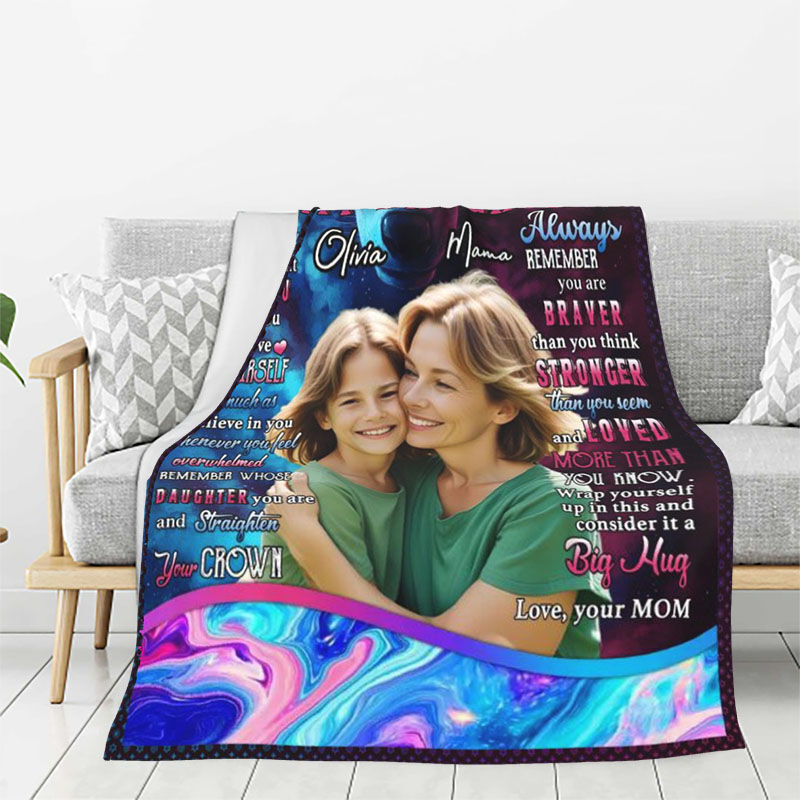 Personalized Picture Blanket with Colorful Wolf Pattern Cool Gift for Daughter