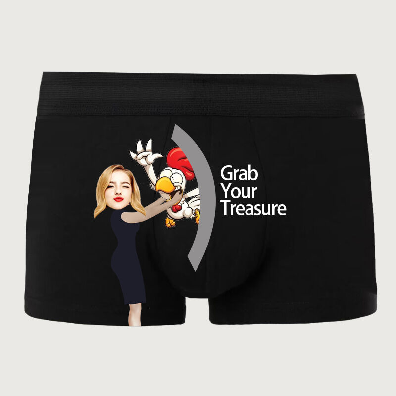 Personalized Picture Men's Underwear Boxer Briefs Wonderful Gift for Him "Grab Your Treasure"