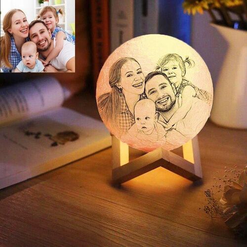 Lámpara luna de foto personalizado un regalo familiar para la familia