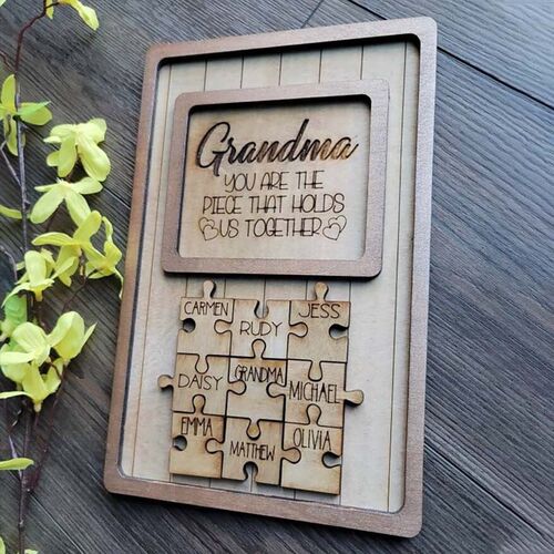 Personalisiertes Puzzle Schild Rahmen mit Kindernamen für Oma