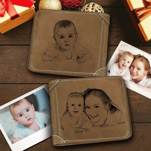 Personalisierte doppelseitige Foto-Wallet-Geschenk für Ihn-Mutter und Kind