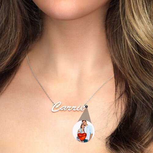 Personalized Signature Style Name And Picture Projection Beautiful Necklace Gift