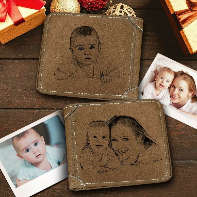 Personalized Double-Sided Photo Wallet-Gift For Him-Mom And Kid