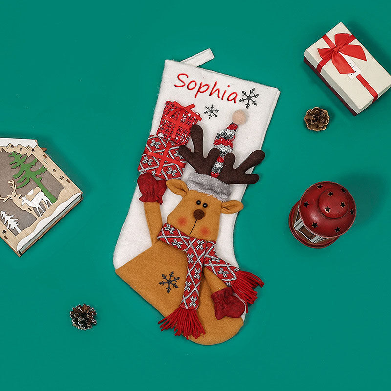 Personalized Elk Gift Custom Name Christmas Stockings