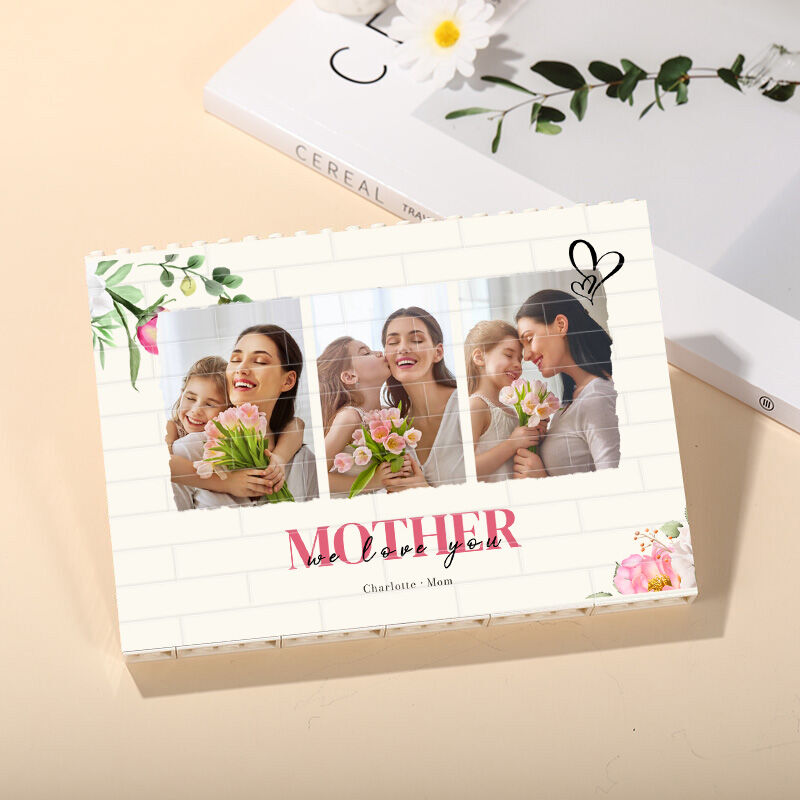 Personalisiertes Foto und gravierbares Rechteck-Baustein-Puzzle Muttertagsgeschenk
