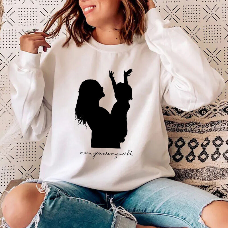 Personalized Sweatshirt In Mom's Arms with Custom Message for Mother's Day