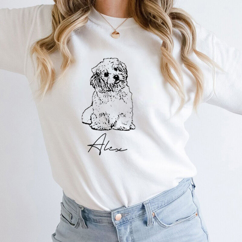 Personalized Sweatshirt with Custom Pet Sketch Picture for Pet-loving Mom