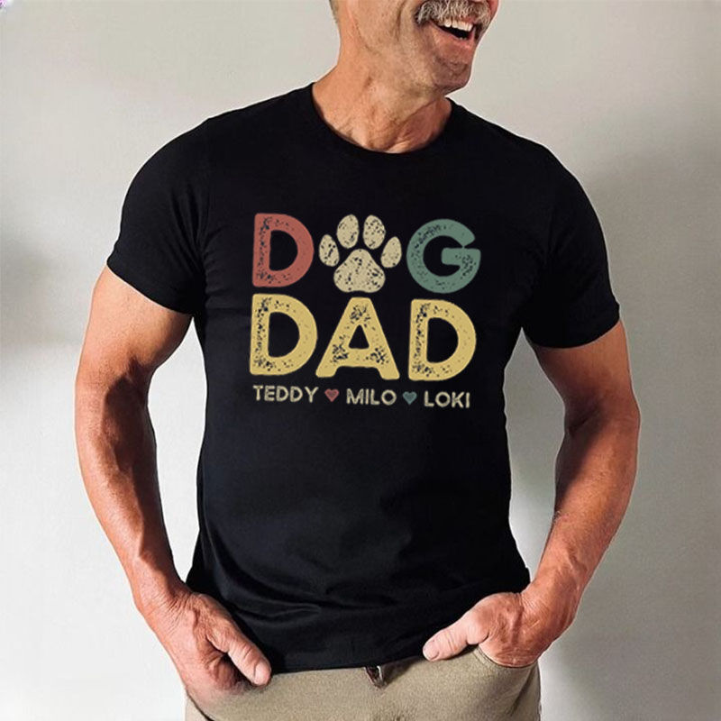 Personalized T-shirt Animal Footprint Pattern with Custom Name Great Gift for Dad