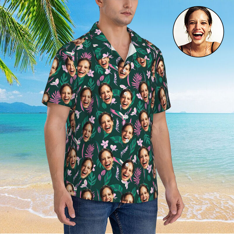 Benutzerdefinierte Hawaii-Hemden Blätter Design personalisierte Aloha Strand Hemd für Männer