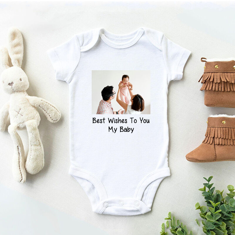 Gepersonaliseerde Baby Onesie aangepaste foto Beste wensen aan mijn baby unieke warme Baby Shower nieuwe moeder cadeau