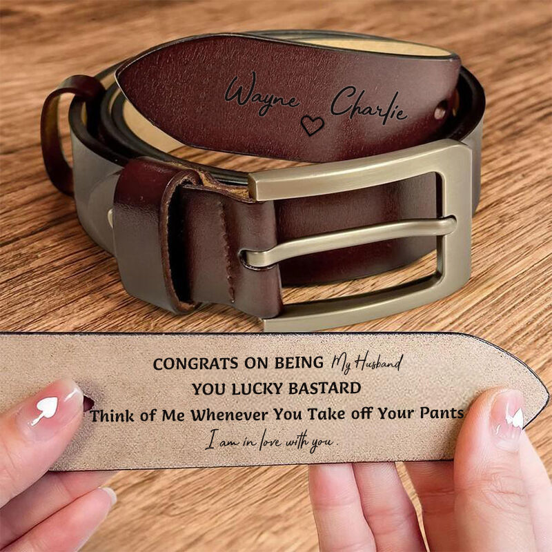 Personalized Man Belt Boyfriend Gift Set Engraved Leather Belt Gift for Husband