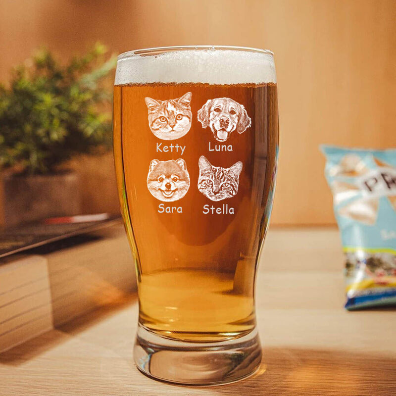 Personalized Picture Beer Glass with Custom Name Wonderful Gift for Pet Lover