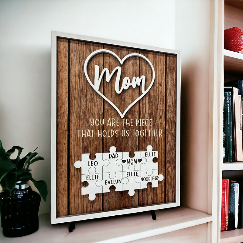 Personalized Name Puzzle Frame Mom You Are The Piece That Holds Us Together Retro Style Gift for Dear Mom