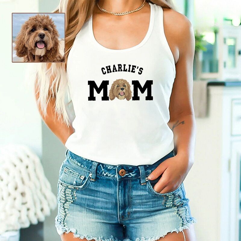 Personalized Tank Top Custom Pet Head Photo Design Adorable Gift for Pet Lover Mom