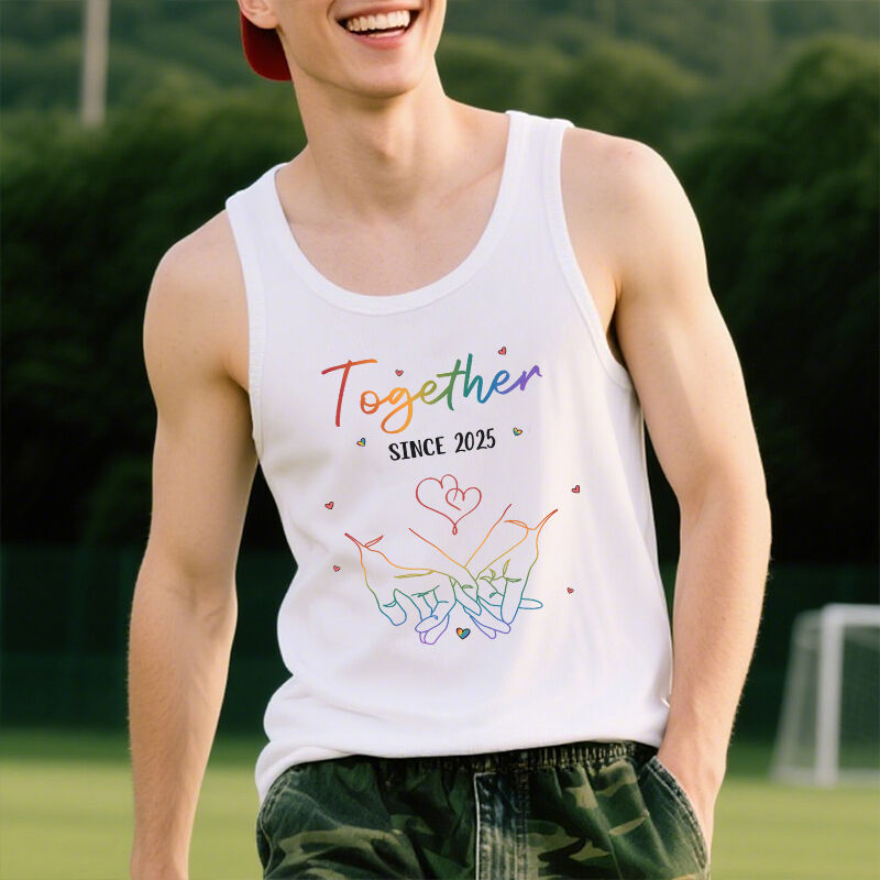 Personalized Tank Top Love Freely Hold Your Hand Rainbow Design Attractive Gift for Lovers