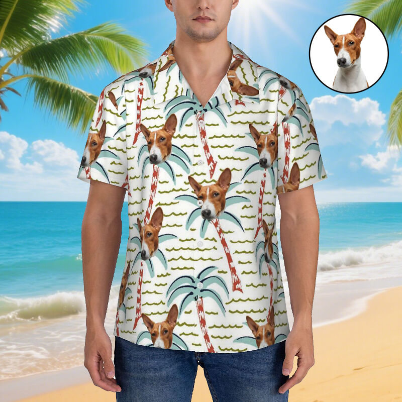 Personalized Hawaiian Shirt Cartoon Coconut Tree Custom Pet Photo Gift for Pet Owners