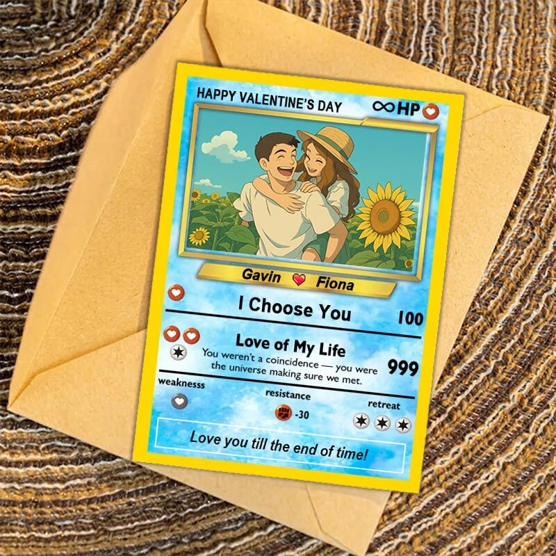 Personalized Photo Poke Card with Heart Pattern Romantic Valentine's Day Gift