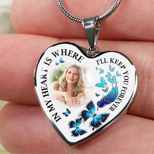 “In My Heart Is Where I'll Keep You Forever” Collana Foto Personalizzata