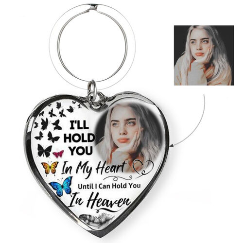 "I Will Hold You In My Heart" Custom Photo Keychain