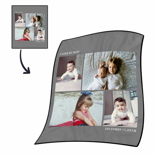 Personalized Engraved Photo Blanket I Love My Mom Gifts