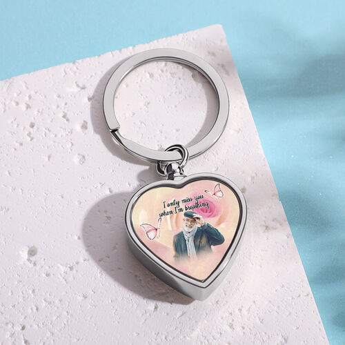 I Only Miss You When I'm Breathing Custom Picture Memorial Urn Keychain