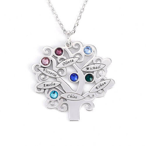 "Baum des Lebens" personalisierte Halskette mit Geburtsstein