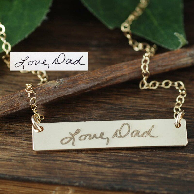 Personalized Bar Handwriting Necklace