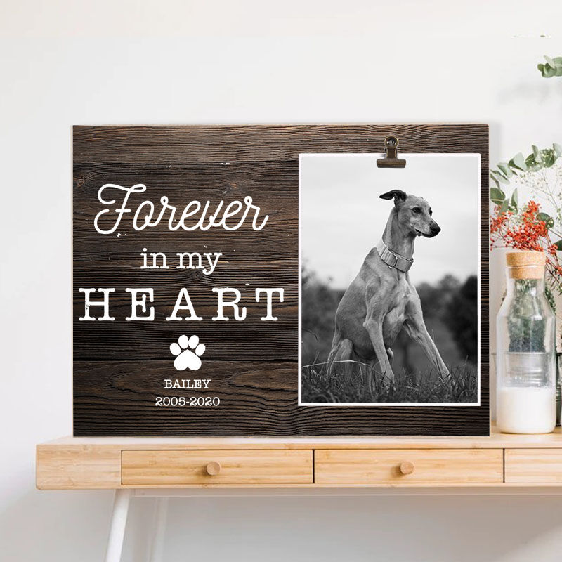 Personalized Pet Picture Frame Memorial Gift for  Dog "Forever in My Heart"