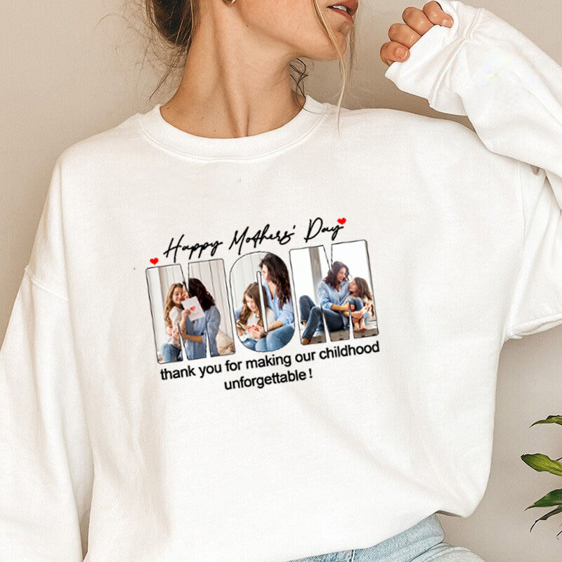 Personalized Sweatshirt with Custom Photos and Messages for Mother's Day Gift
