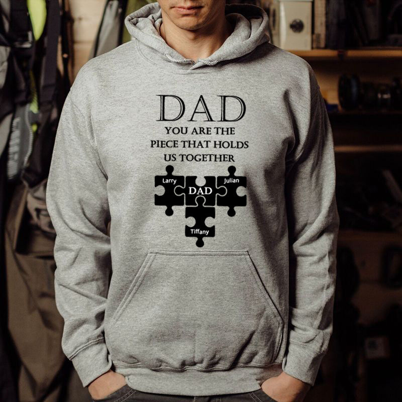 Personalized Hoodie with Custom Name Puzzles Creative Present for Dad
