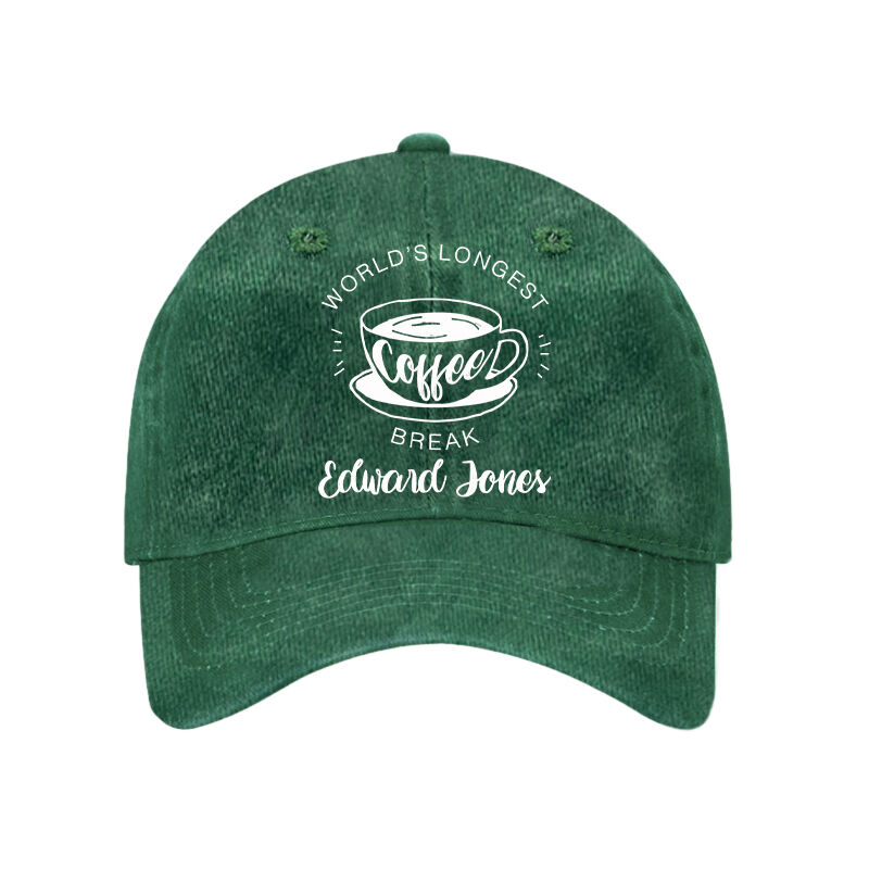 Personalized Hat with Custom Name World's Longest Break of Drinking Coffee for Friend