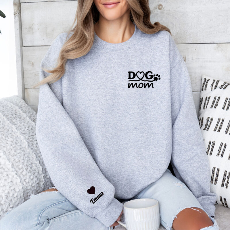 Personalisiertes Sweatshirt bestickt Dog Mom mit individuellem Namen Attraktives Geschenk für Tierliebhaber