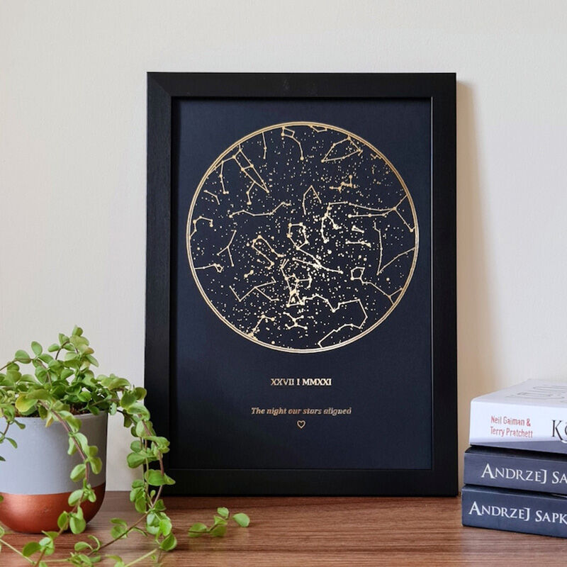 Personalized Star Map Frame Foil Print Funny Gift for Friend