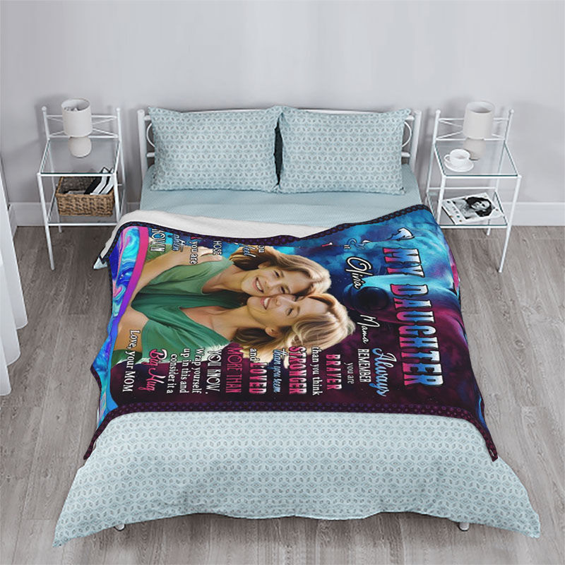 Personalized Picture Blanket with Colorful Wolf Pattern Cool Gift for Daughter