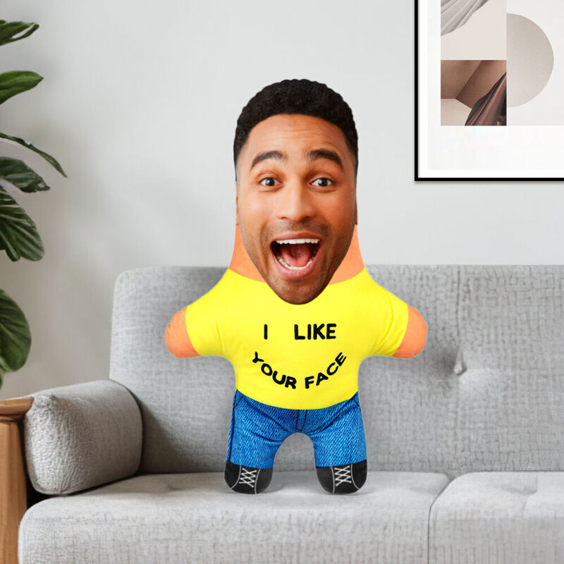 Custom Face Pillow "I like Your Face" Face Doll Anniversary Gift for Couples