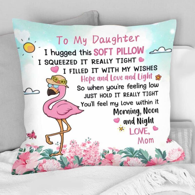 Oreiller personnalisé avec imprimé flamant rose comme cadeau d'encouragement pour vos enfants