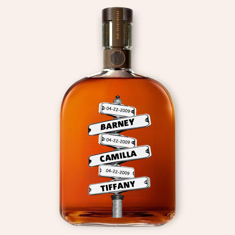 Personalisierte Namens - Whiskey - Flasche Mit Wegweismuster Einfaches Geschenk für Familie
