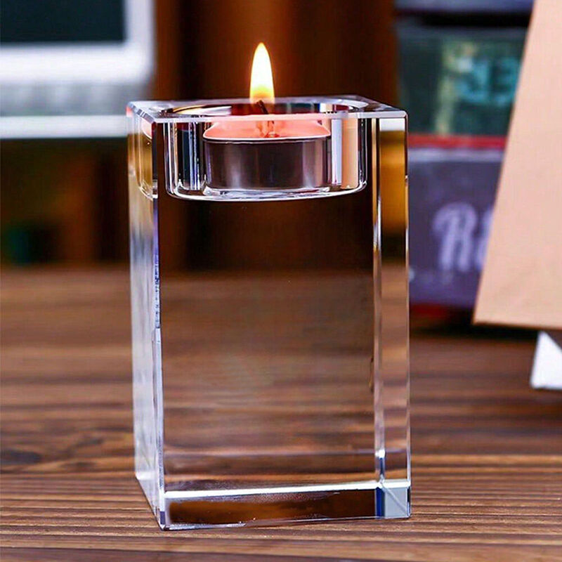 Personalized Crystal Candle Holders Custom Pet Photo Memorial Crystal Decorations for Pet Owners