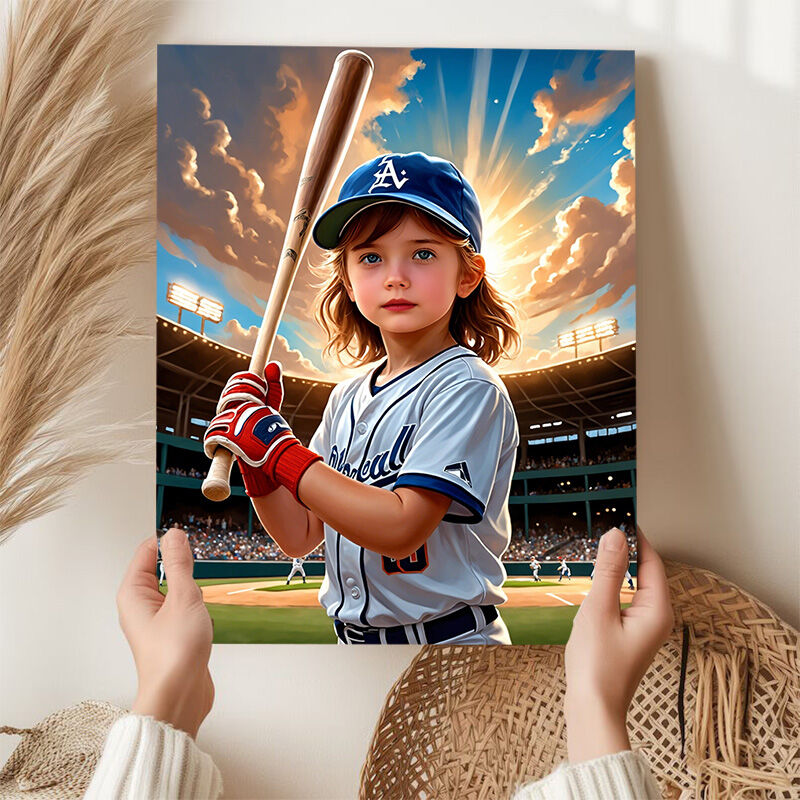 Personalized Baseball Player Portraits with Custom Face Swap Funny Present for Kids