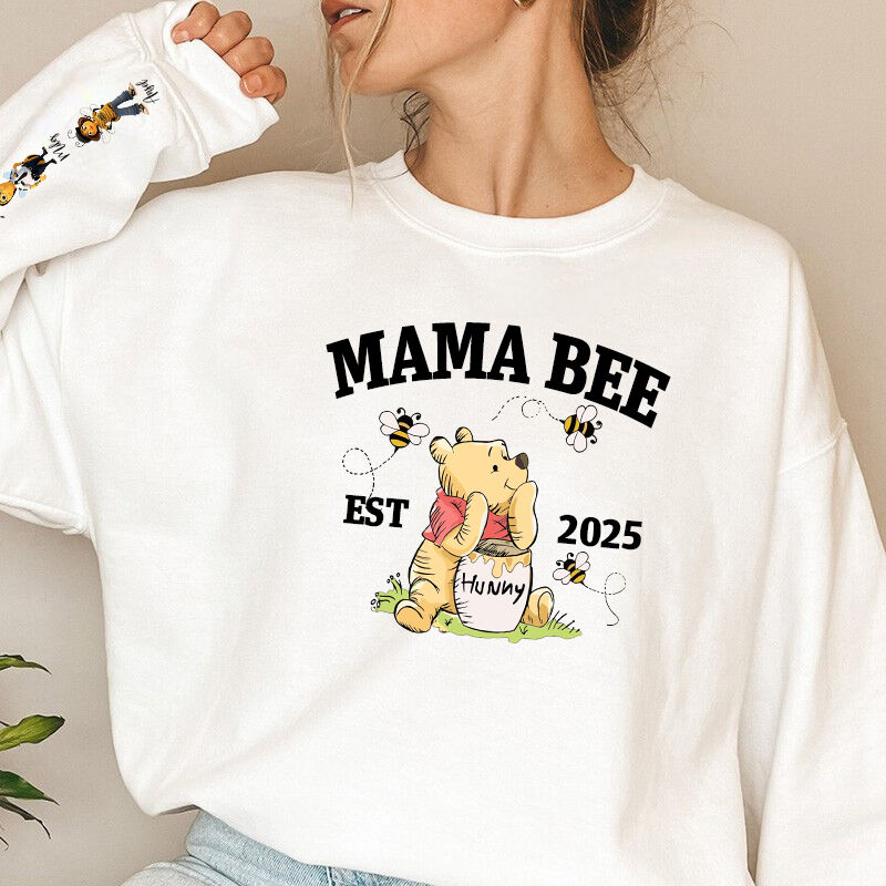 Personalized Sweatshirt Mama Bee with Custom Honey Bee Baby Creative Design Perfect Mother's Day Gift