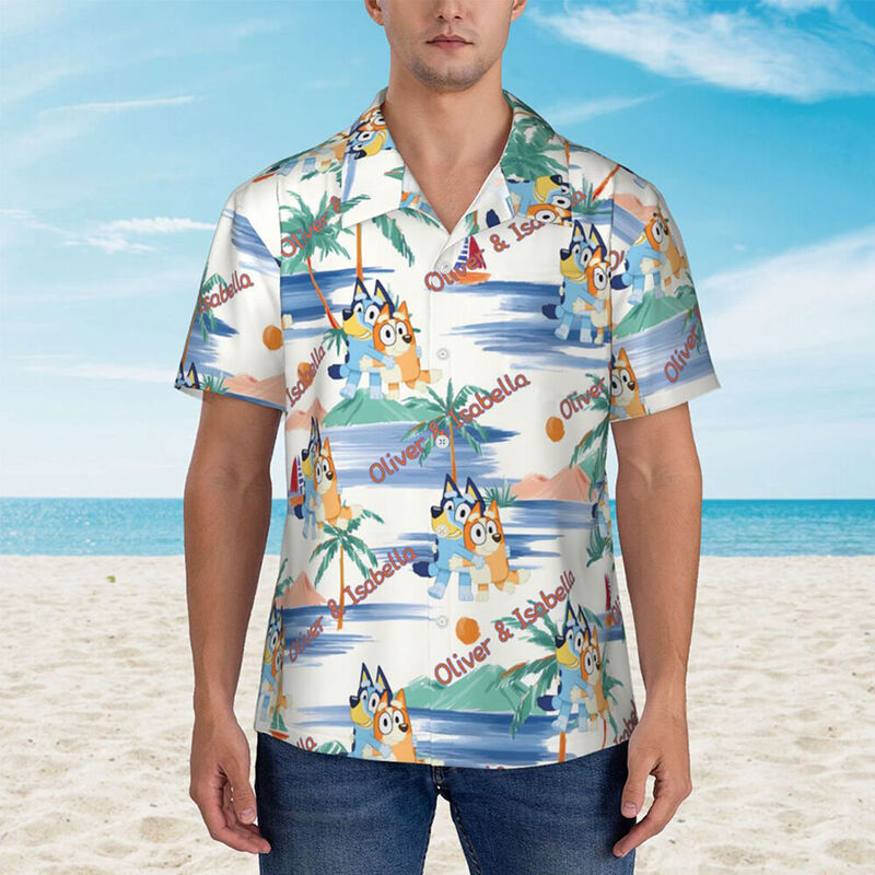 Customized Name Hawaiian Shirts Family Parent-Child Shirts Sisters Unisex for Mom and Dad